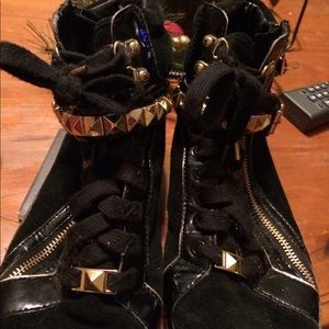 Michael Kors black with gold trim high tops